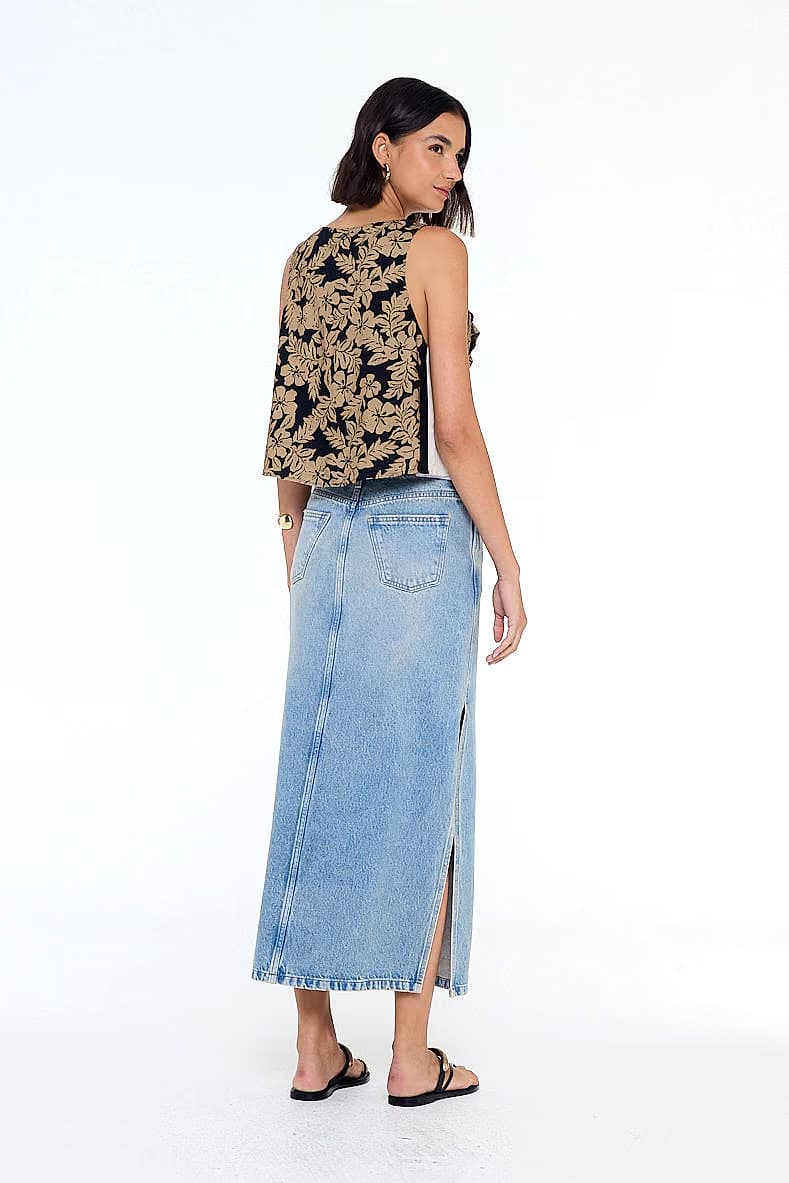 saia jeans longa fenda na lateral — foto 3