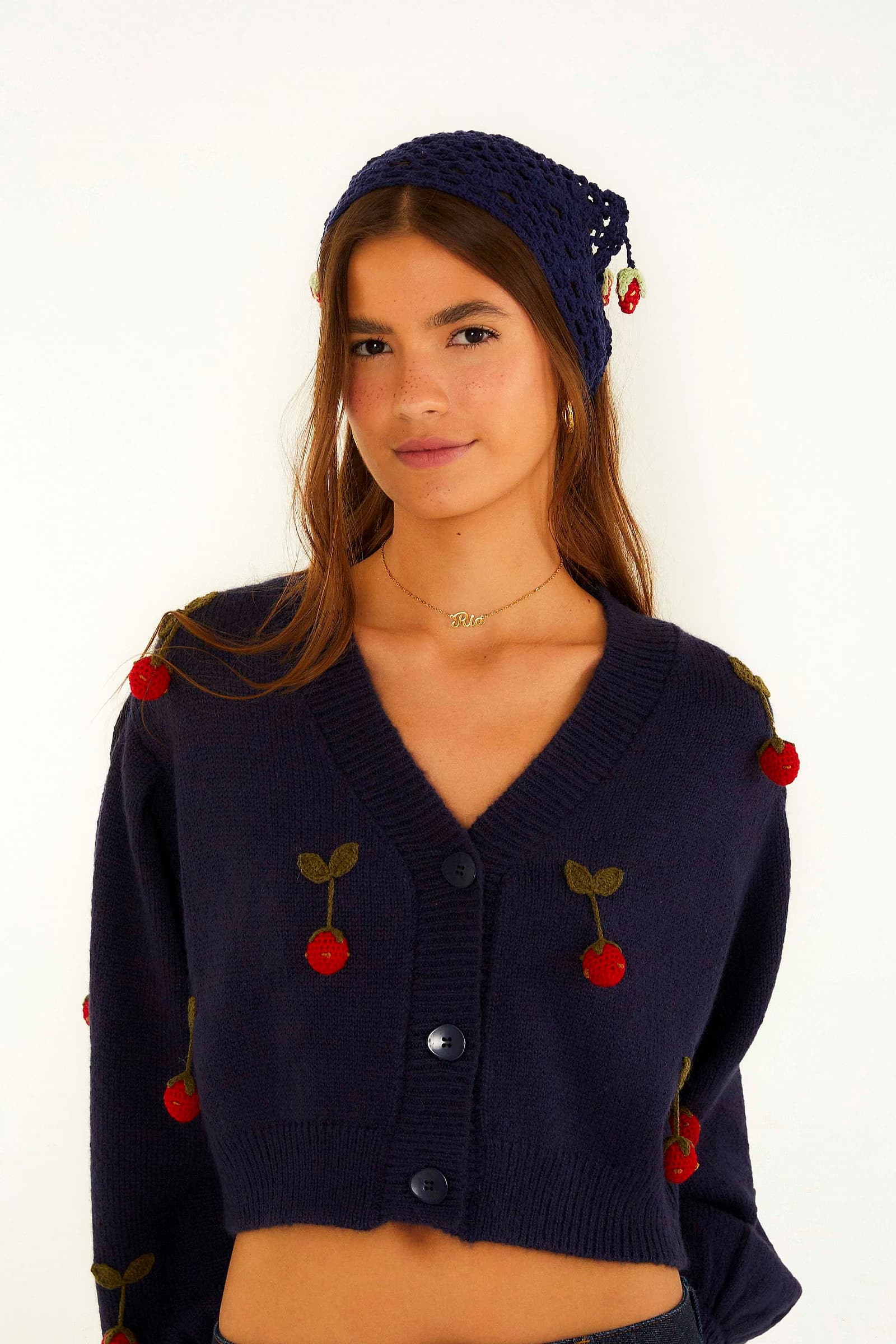 cardigan tricot artesanal morango — foto 5