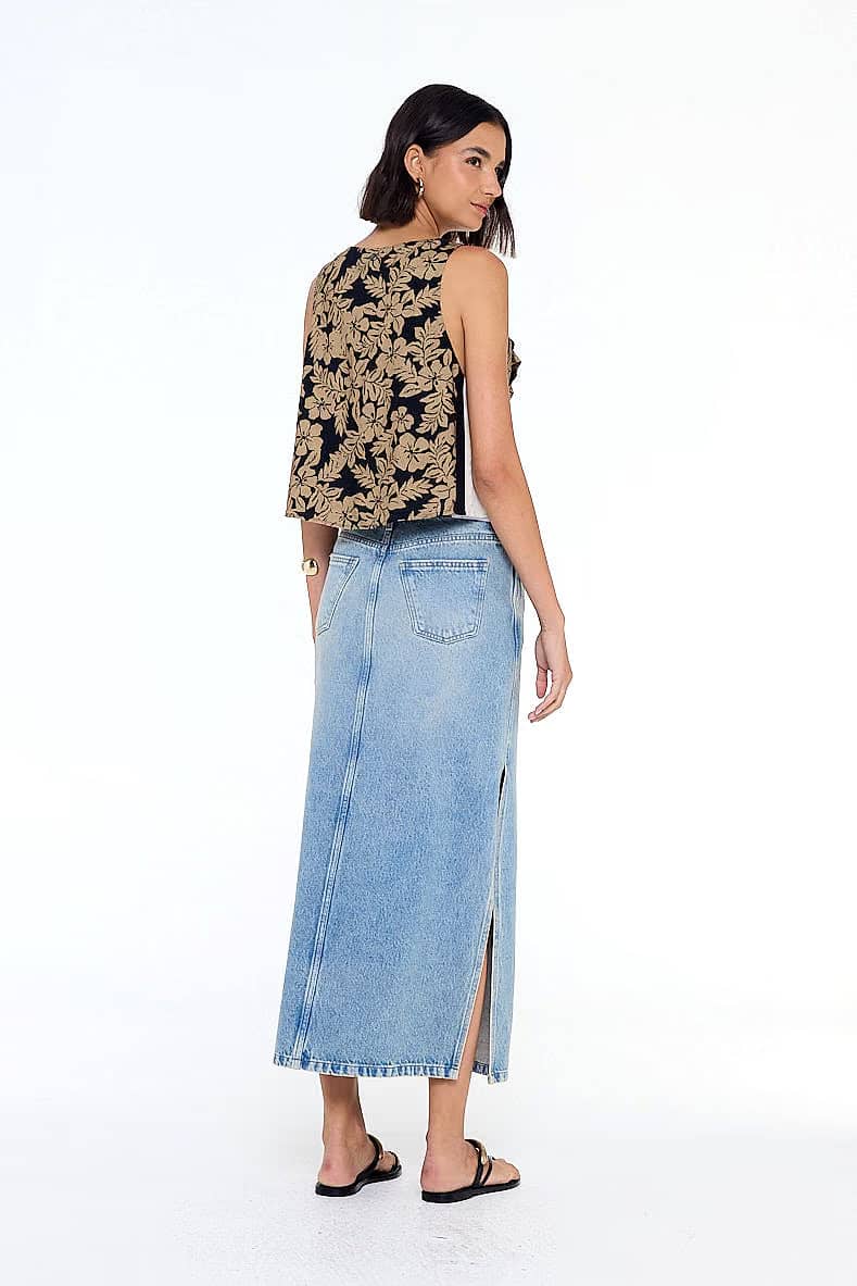 saia jeans longa fenda na lateral — foto 3