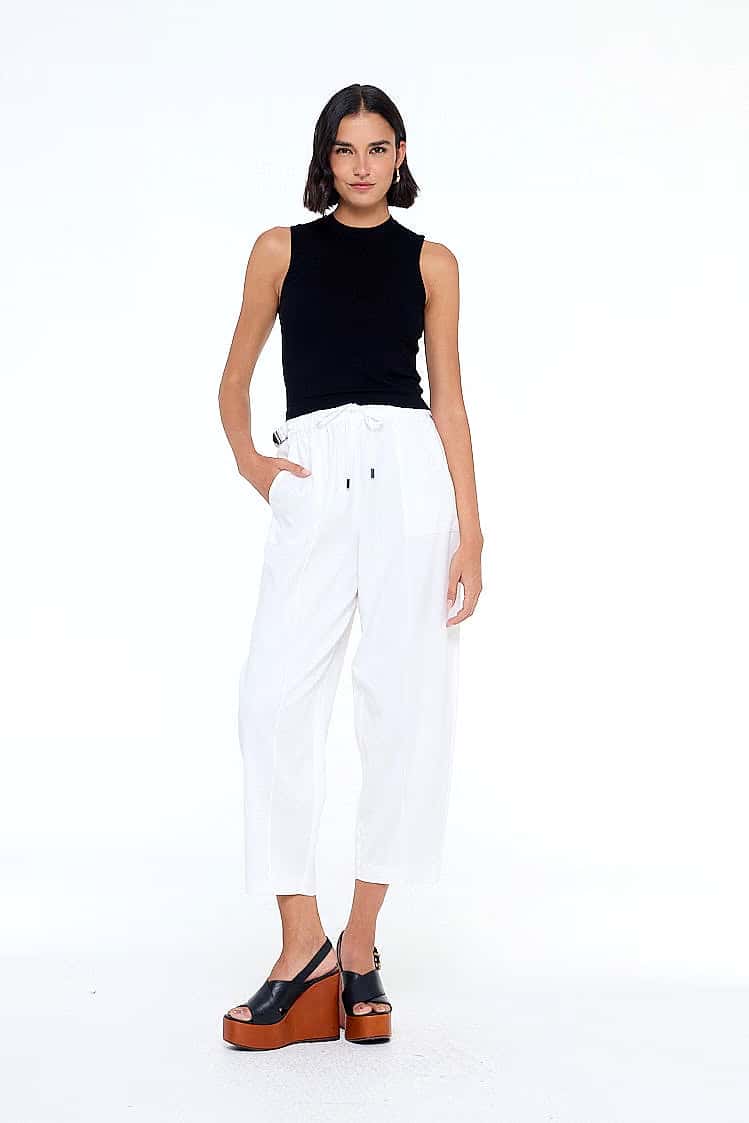 calça de tencel ampla com gorgurão