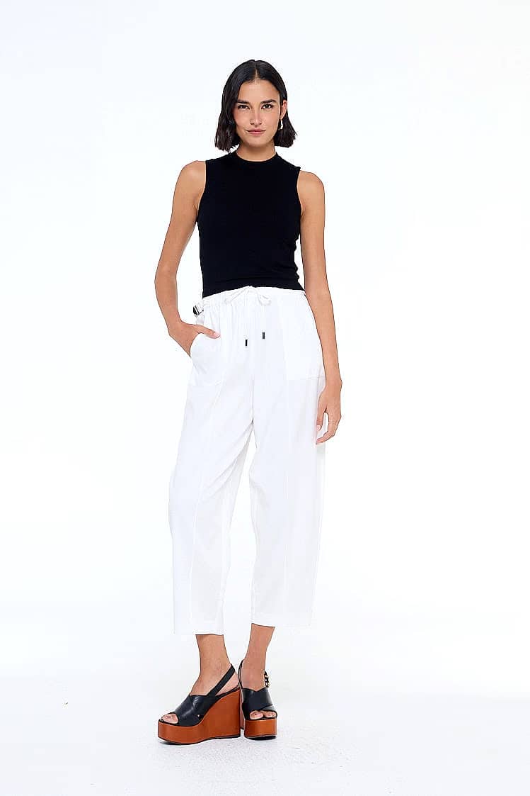 calça de tencel ampla com gorgurão