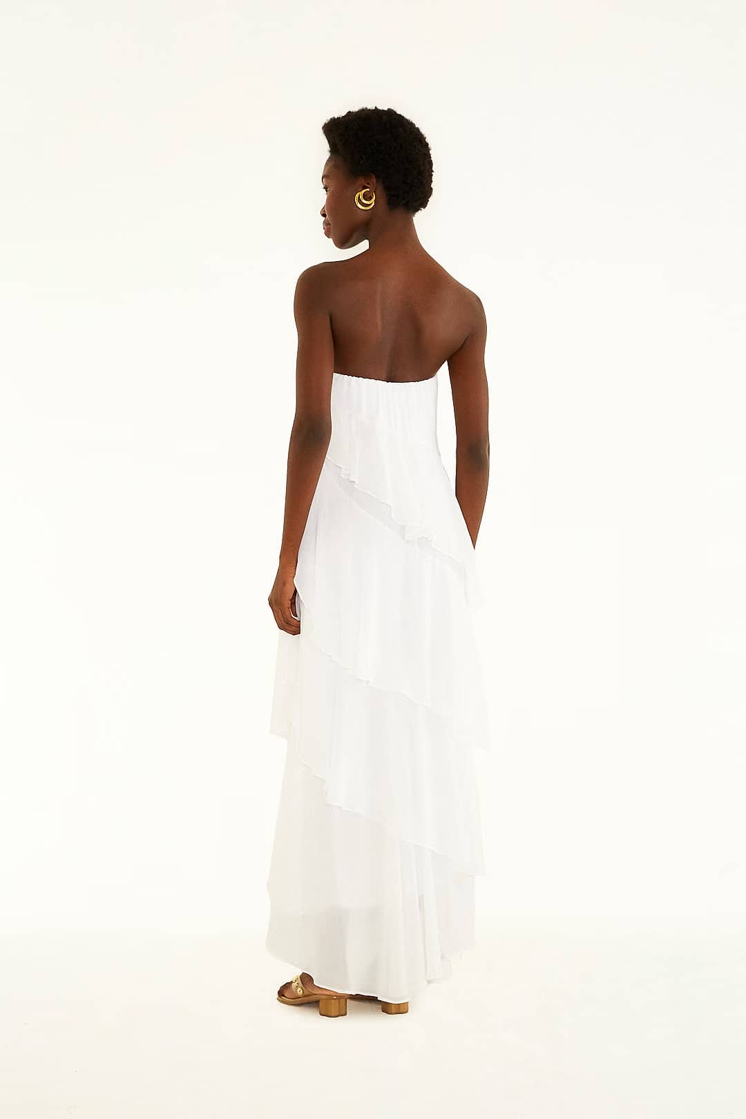vestido sem alça babados irregular — foto 4