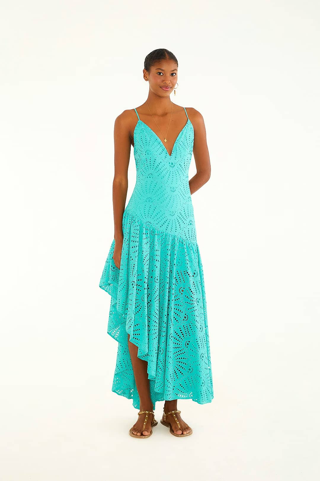 vestido assimétrico laise banana